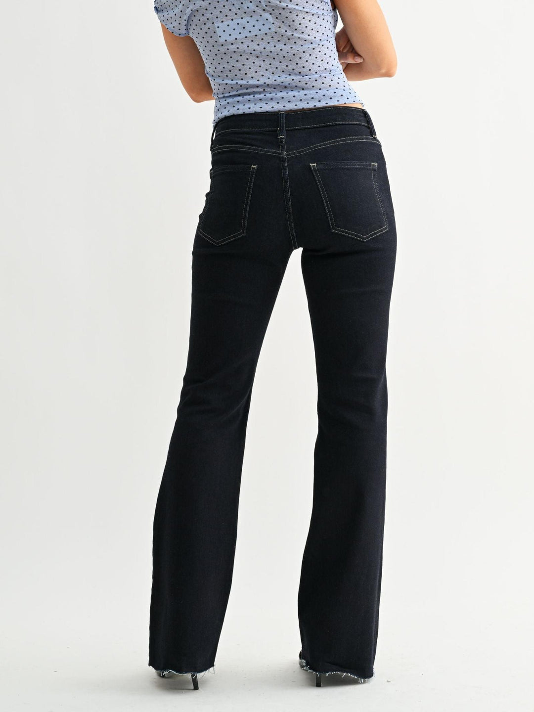 scissor cut flared denim