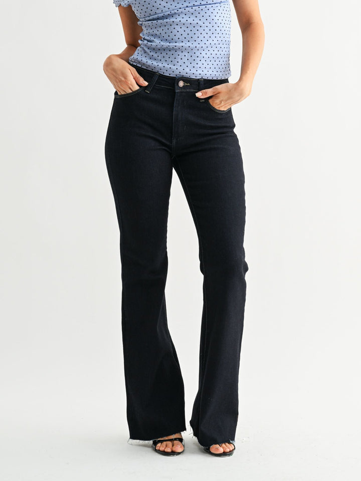 scissor cut flared denim