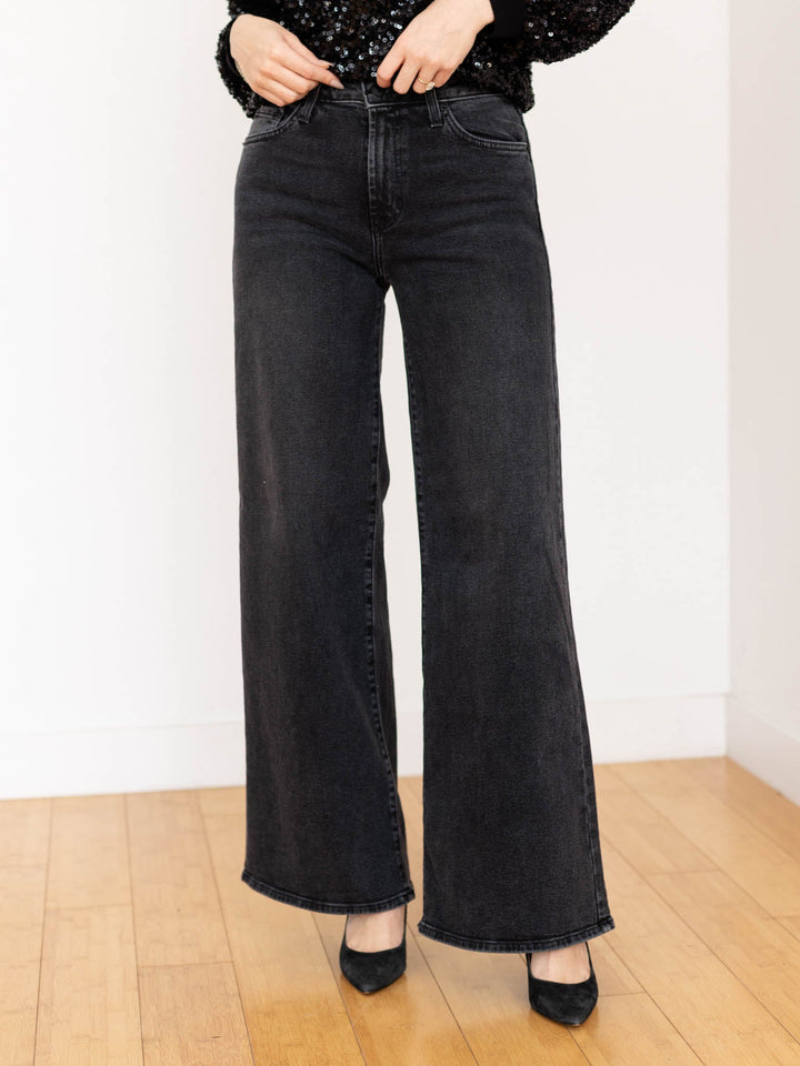 washed black wide leg denim