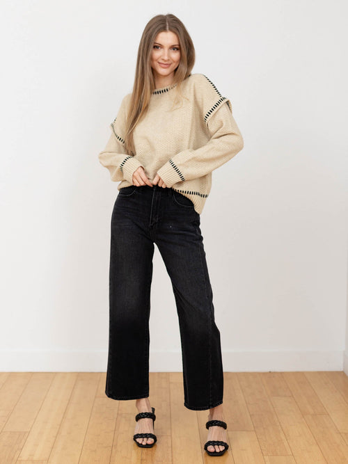 washed black wide leg barrel jean