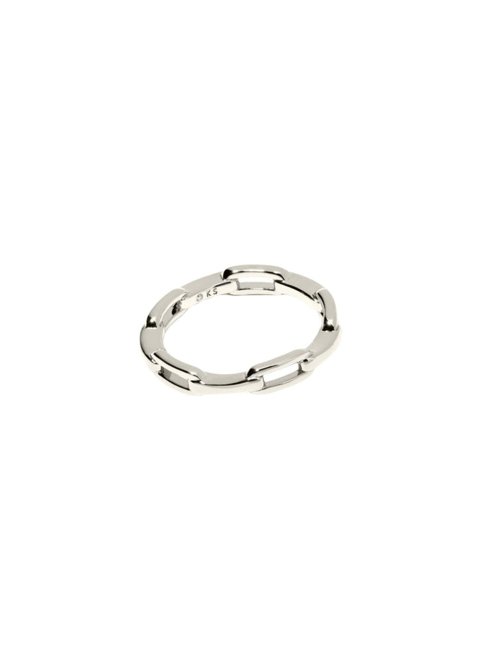 silver chain link ring