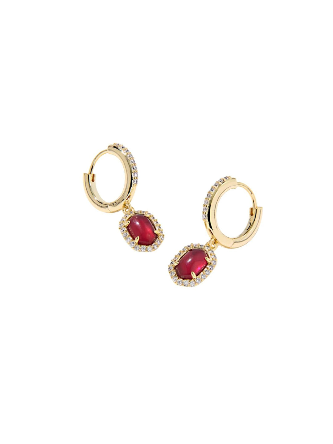 gold and berry huggie earring
