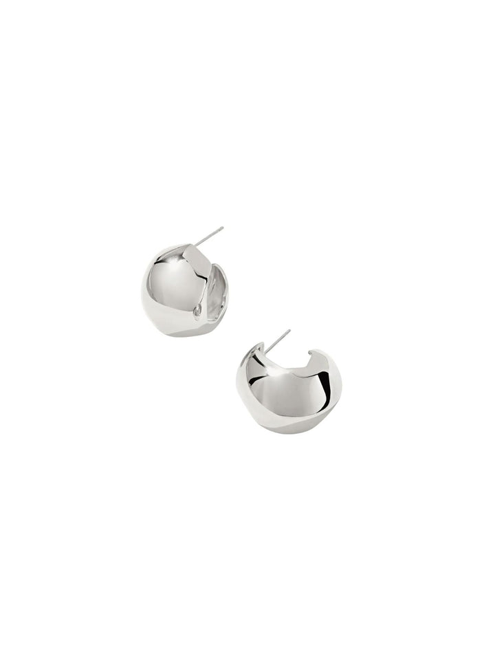 silver geo hoop earrings