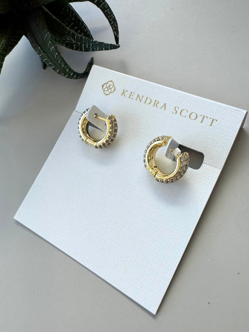 gold pave huggie earrings