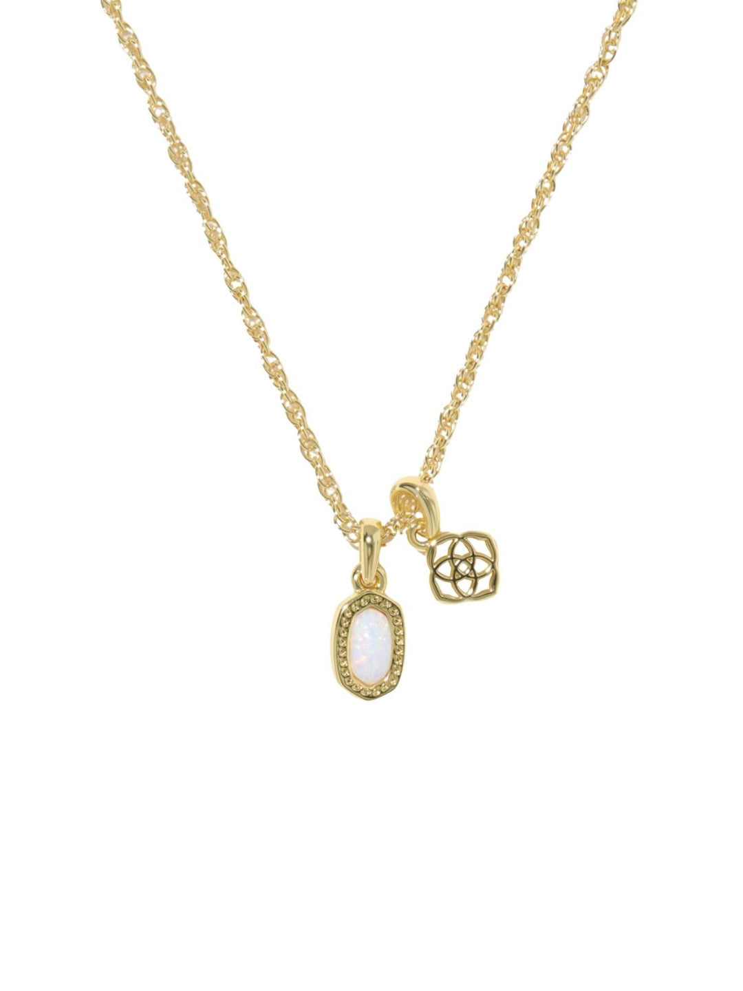 gold and white stone necklace
