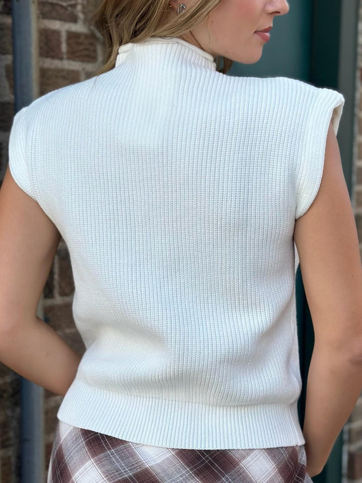 Knit Mock Neck Sleeveless Sweater Top