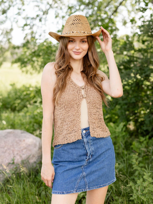 tan knitted vest