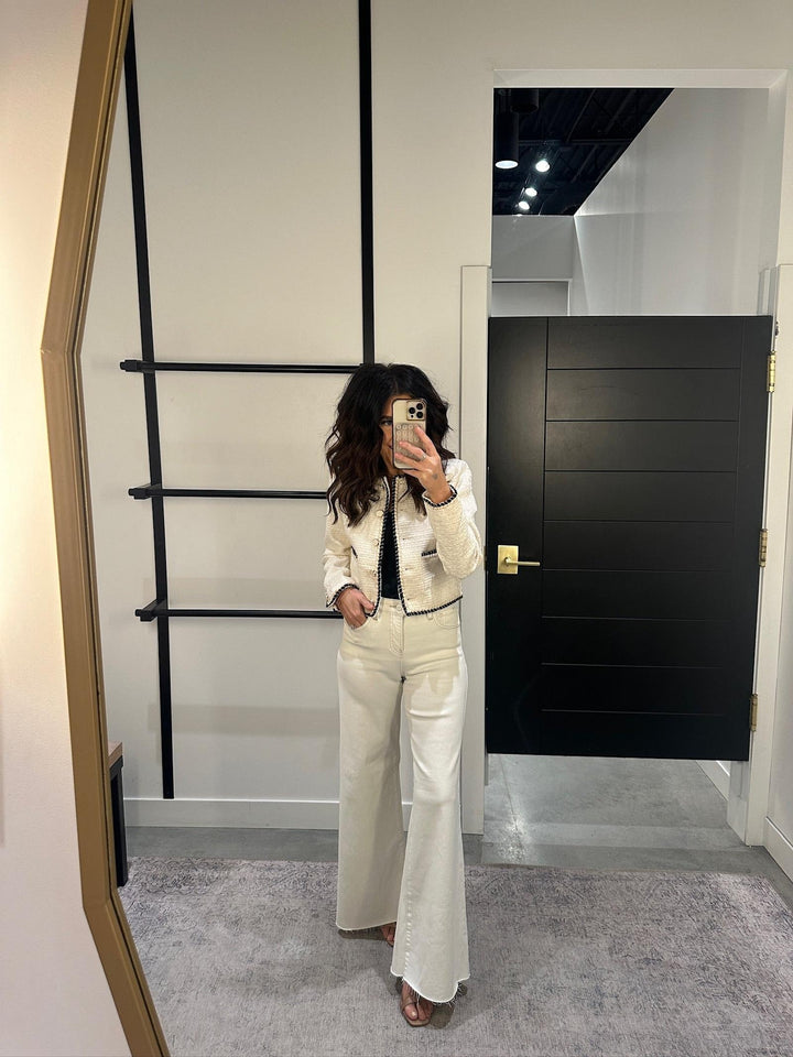cream cropped denim