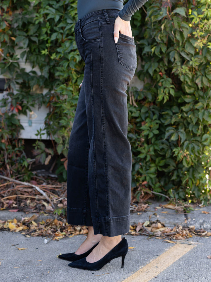 black ankle wide leg pant