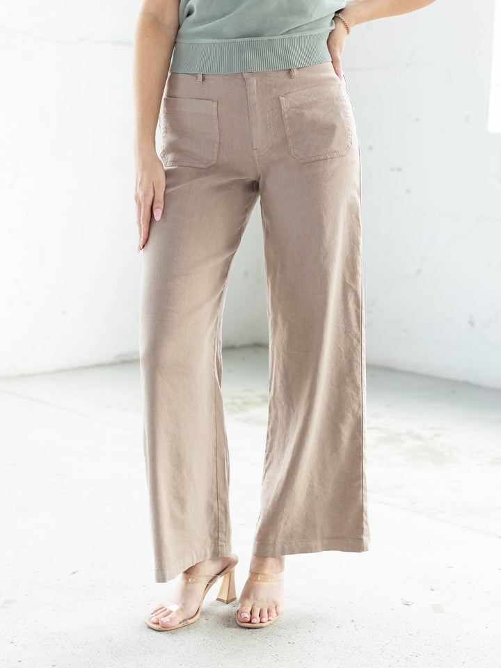 KUT Khaki Meg High Rise Wide Leg