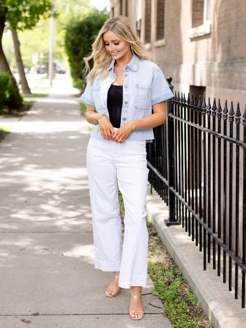 light wash boxy denim shirt