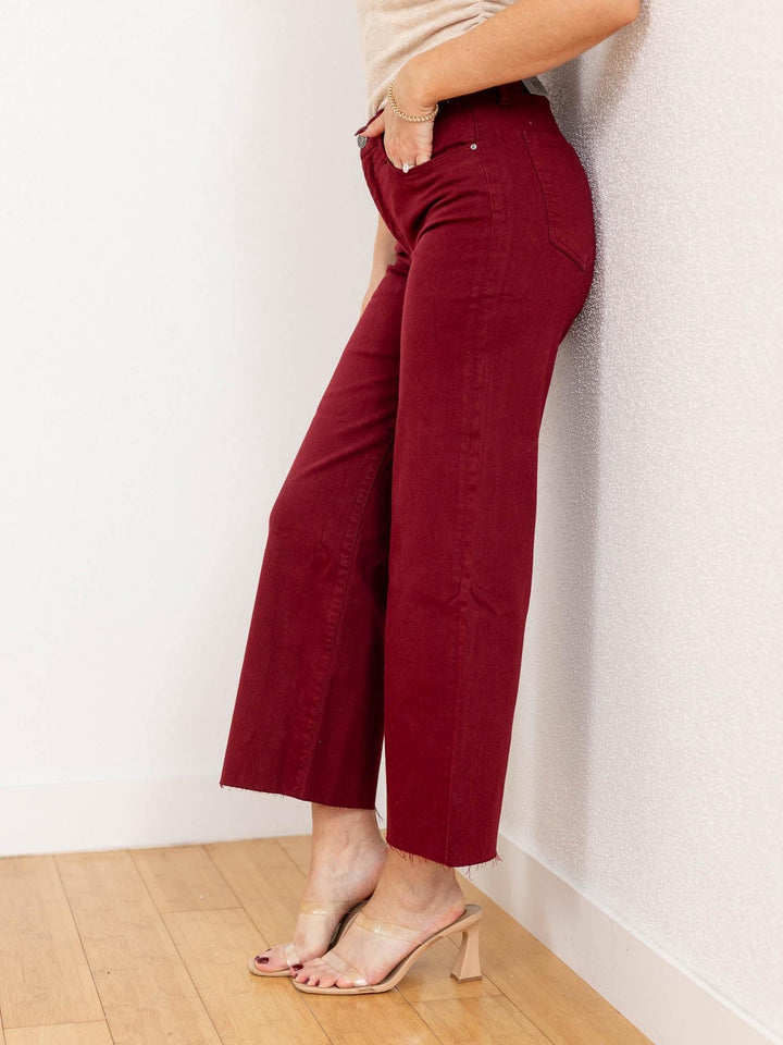 berry cropped flare denim