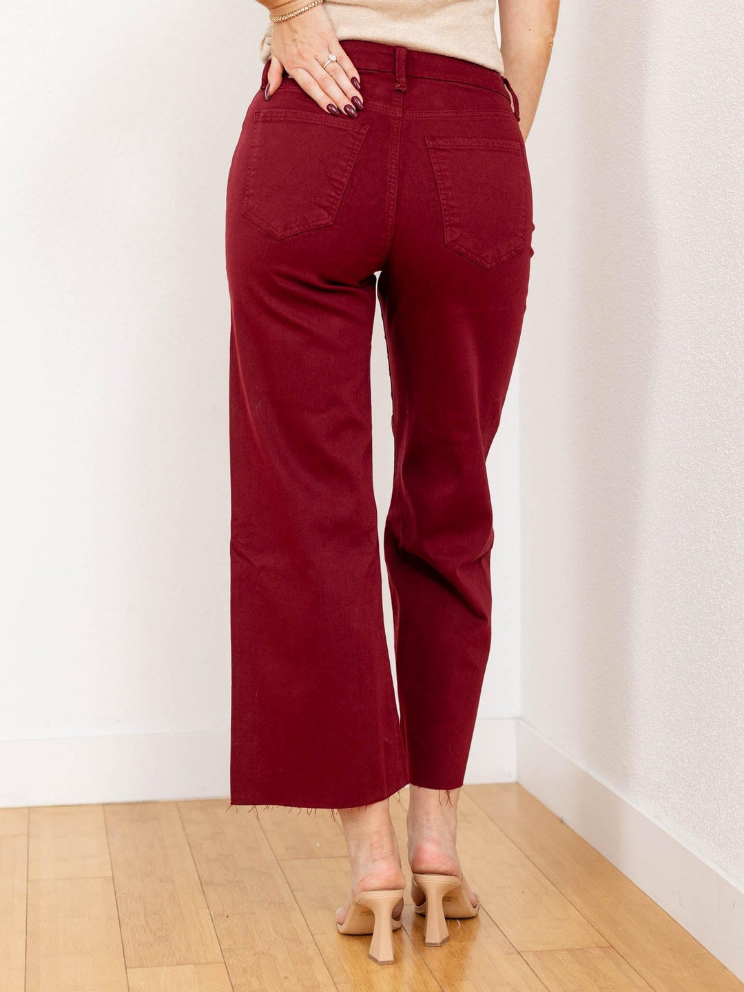 berry cropped flare denim