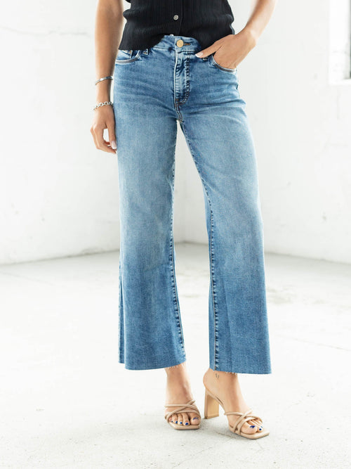 wide leg medium wash jeans
