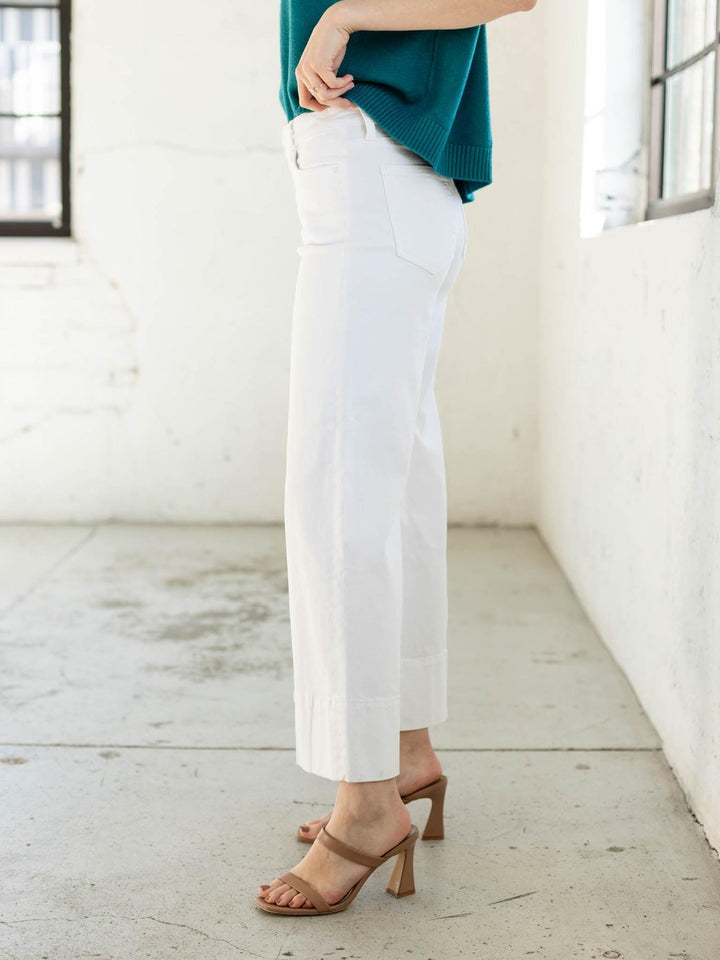 KUT Optic White Meg High Rise Pintuck
