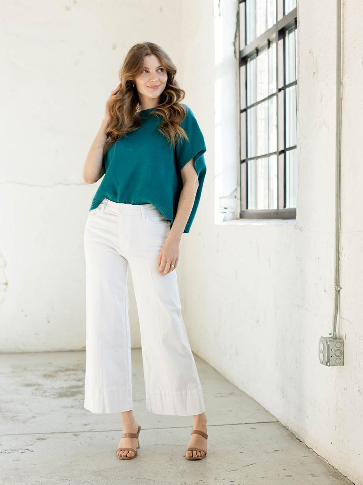 KUT Optic White Meg High Rise Pintuck