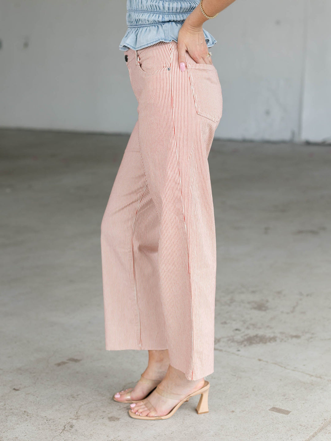 KUT Red/Ivory Charlotte High Rise Wide Leg Jean