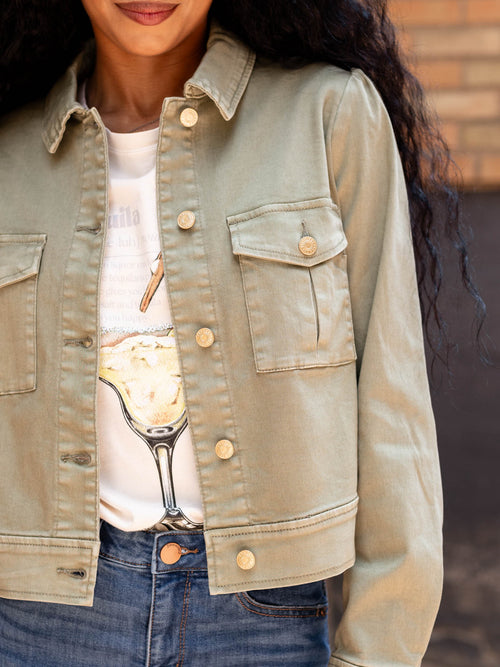 light green denim jacket