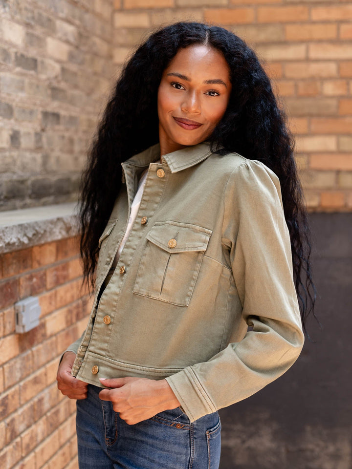 light green denim jacket