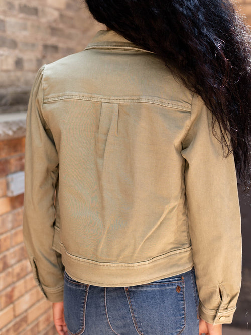 light green denim jacket