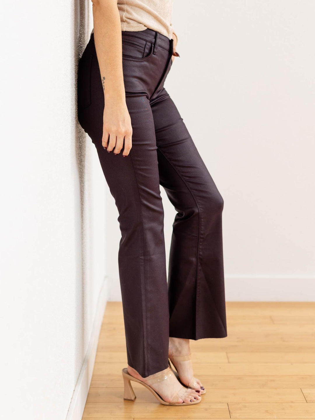 dark wine coated bottoms