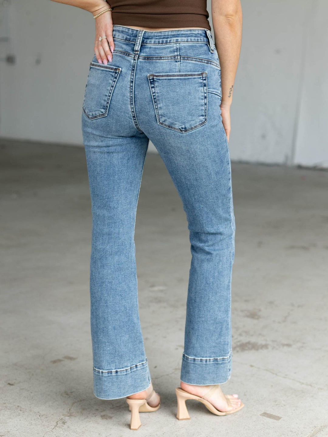 flare meduim wash denim