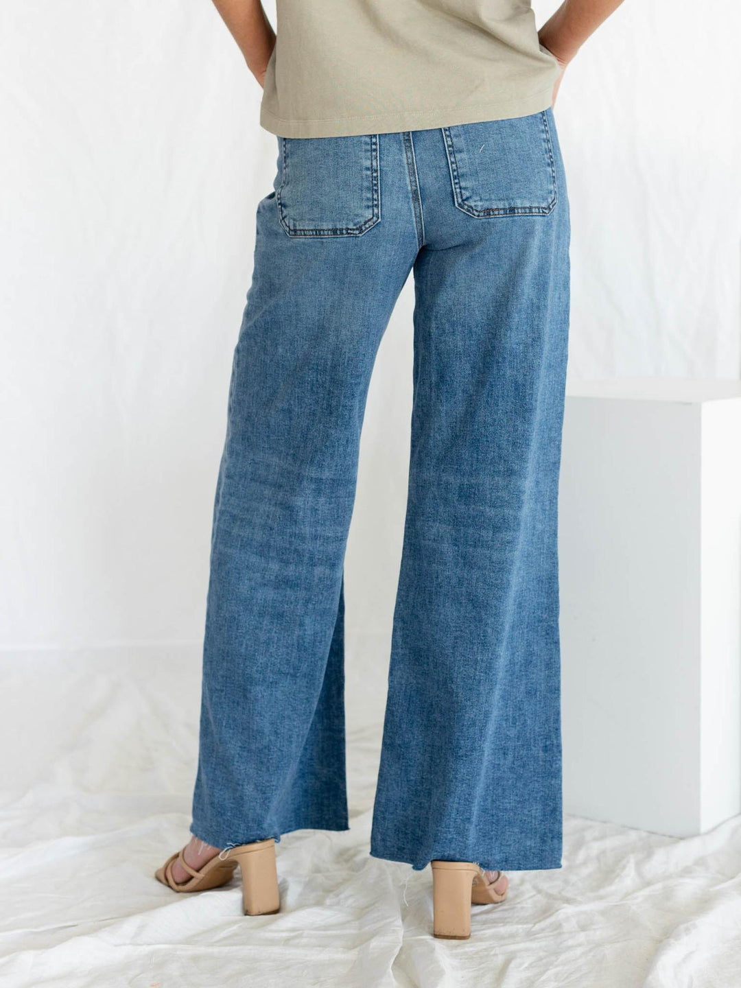 two tone wide leg denim