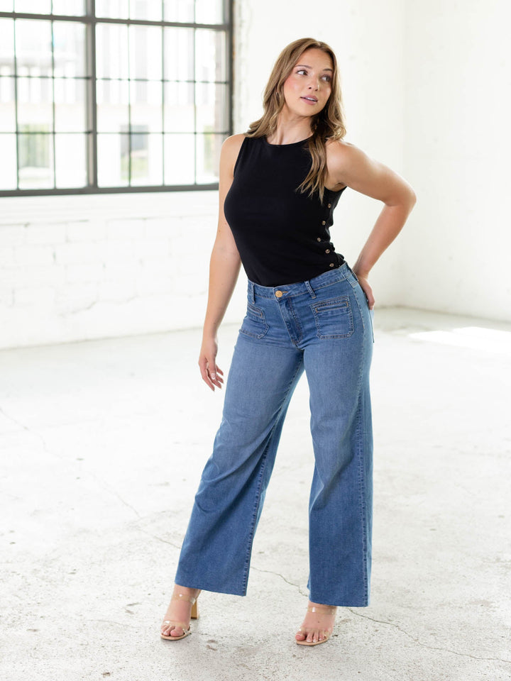 KUT Sunny Meg High Rise Patch Pocket Wide Leg