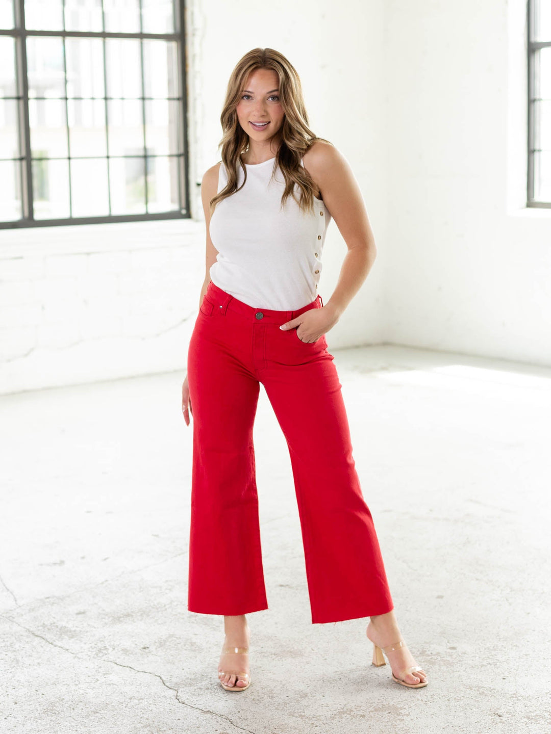 KUT Tomato Meg High Rise Fab Ab Wide Leg Jean
