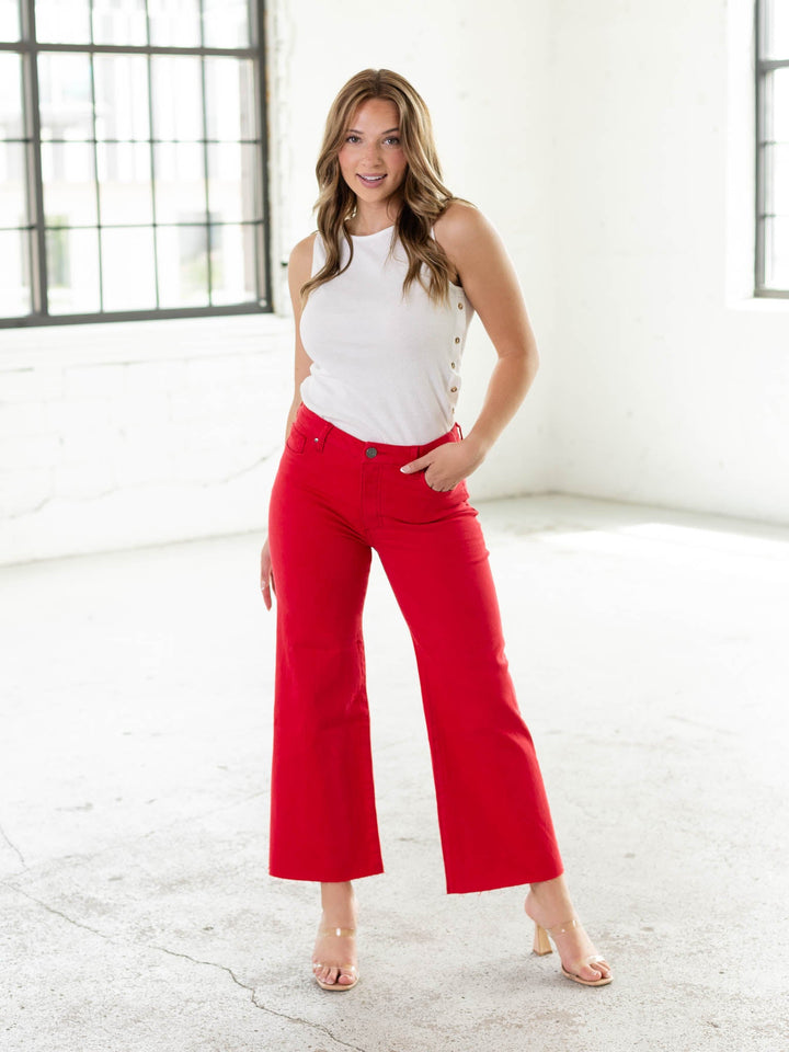 KUT Tomato Meg High Rise Fab Ab Wide Leg Jean