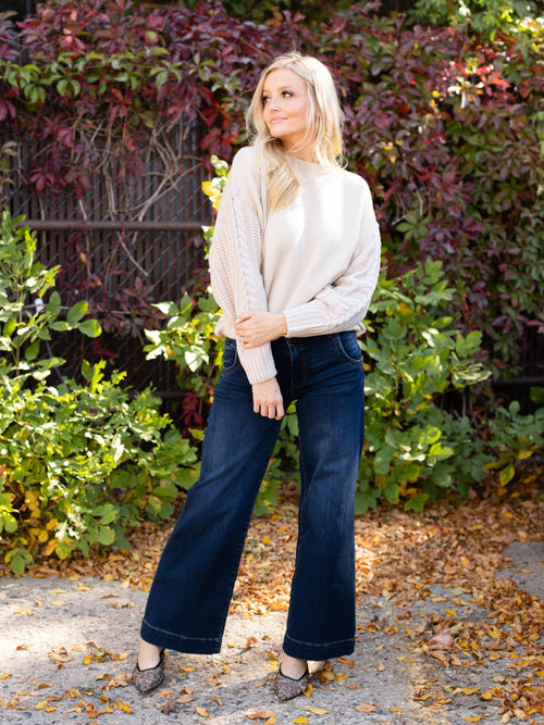 dark wash wide leg denim