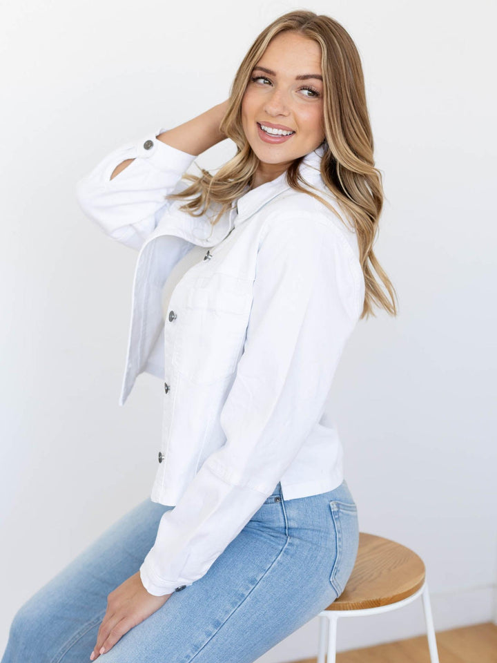 classic white denim jacket