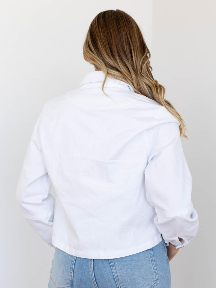 classic white denim jacket