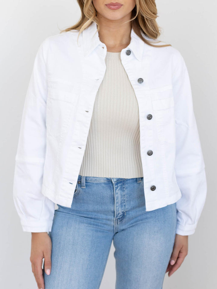 classic white denim jacket