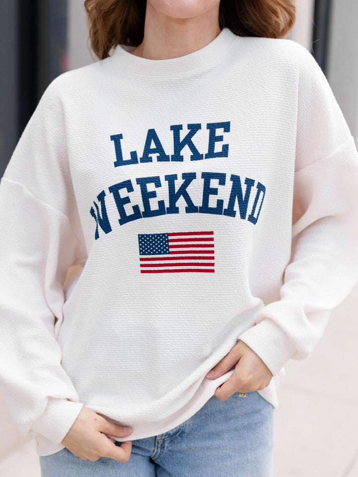 Lake Weekend Graphic Cloudy Knit Top