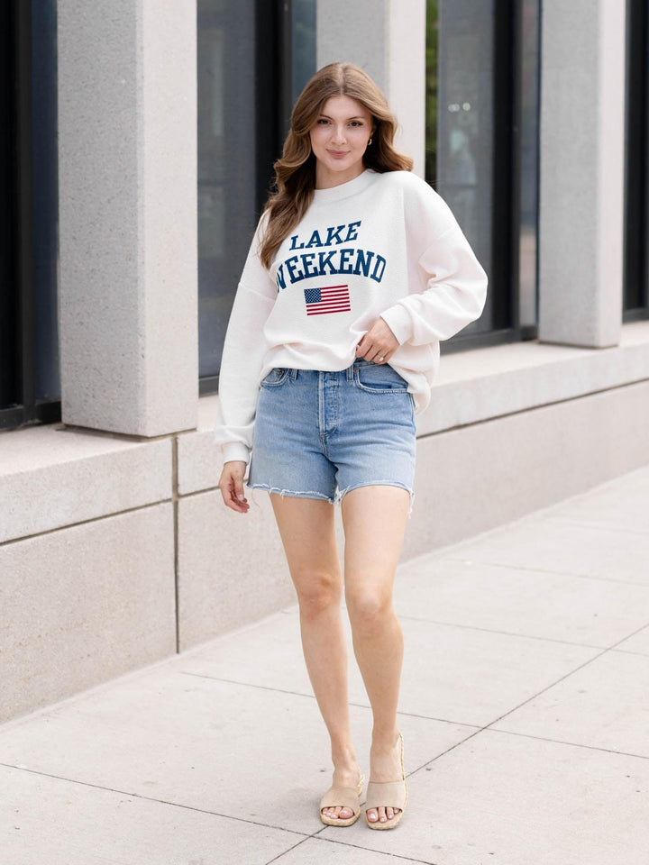 Lake Weekend Graphic Cloudy Knit Top