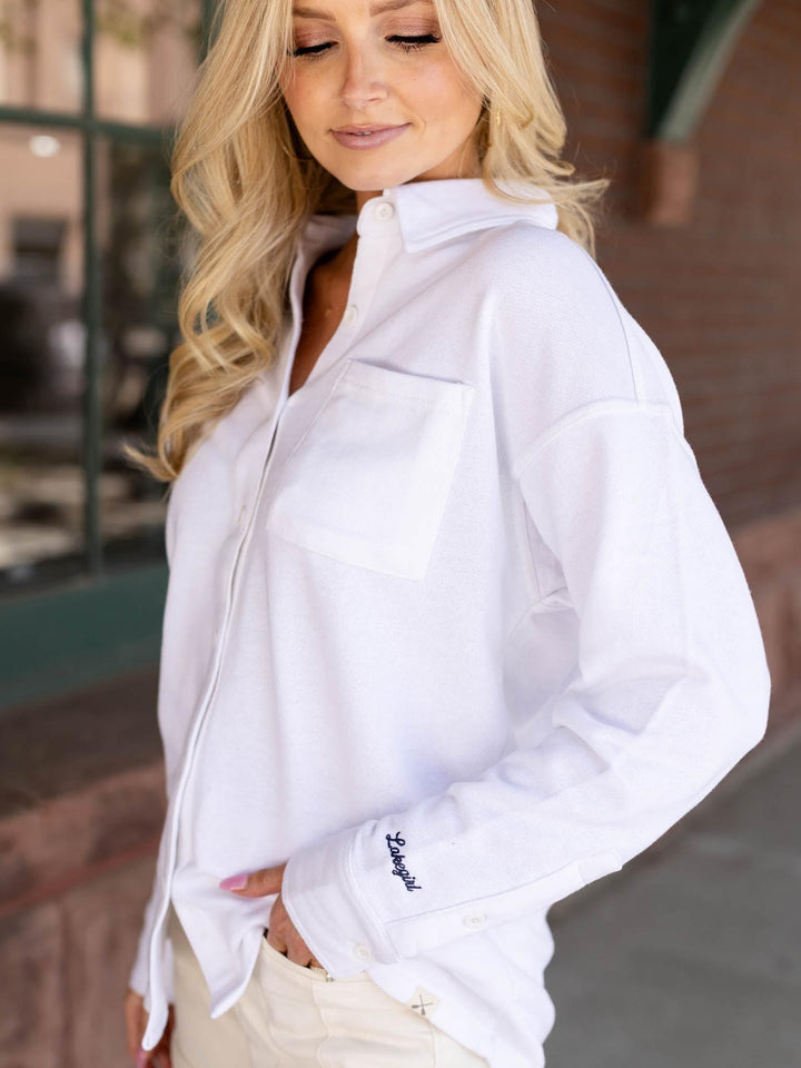 french terry button up