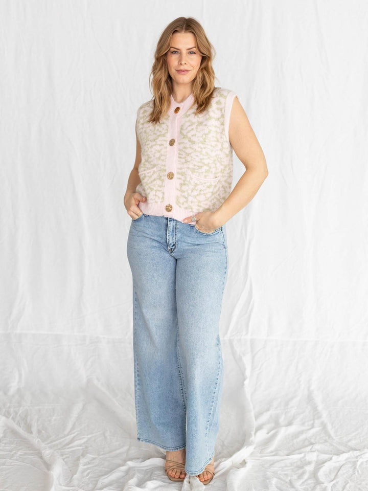 soft pink leopard print vest