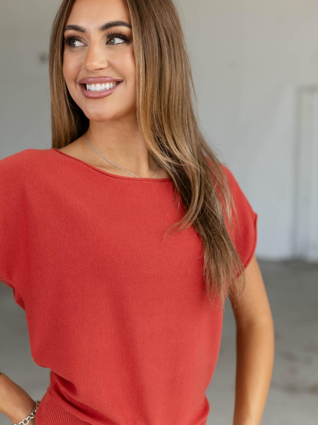 Lightweight Boat Neck Cap Sleeve Sweater
