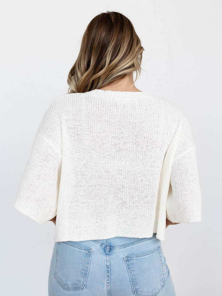 sheer knit short sleeve cardigan