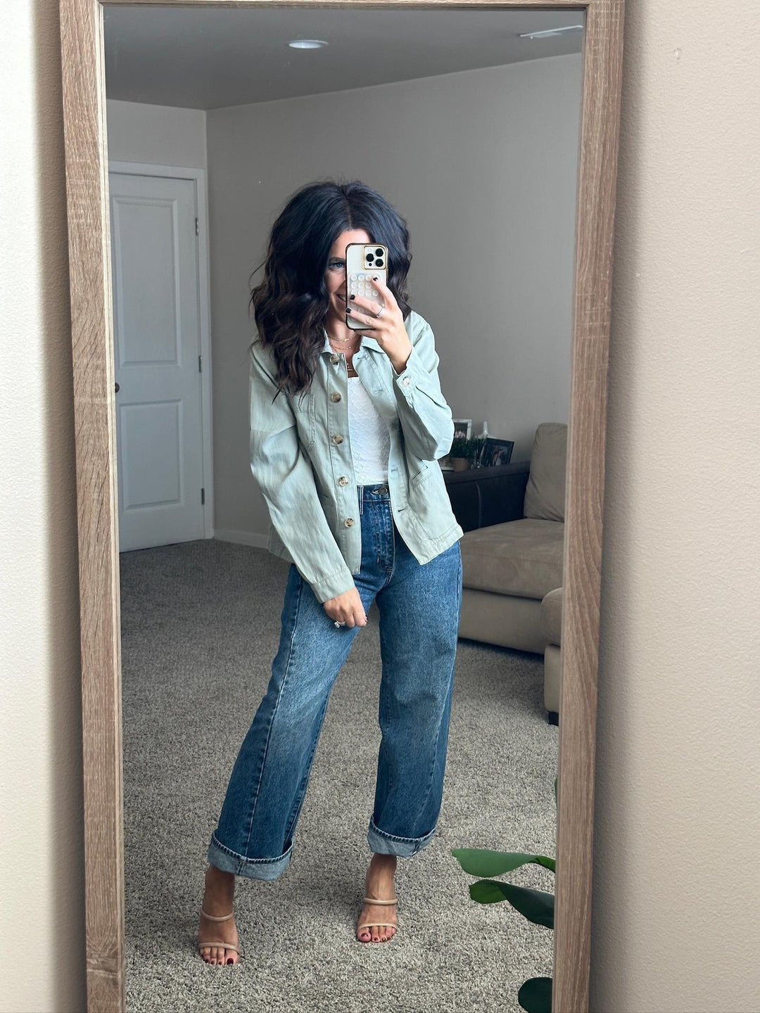 green safari-inspired jacket