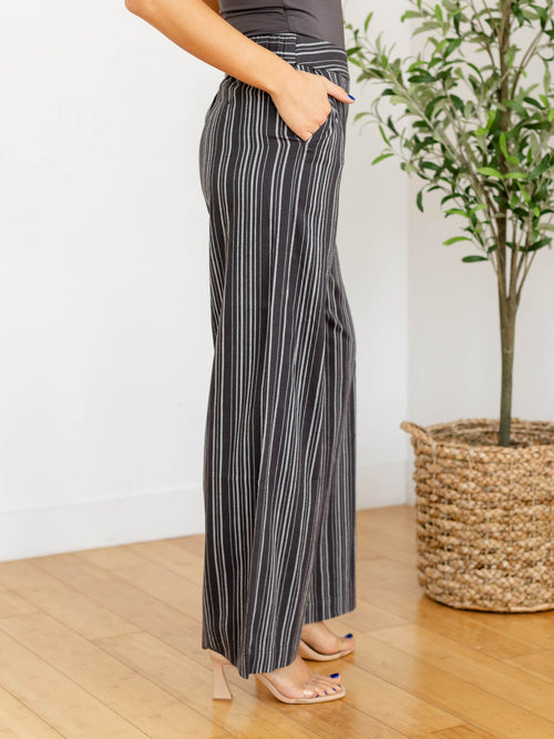 charcoal stripe linen pants