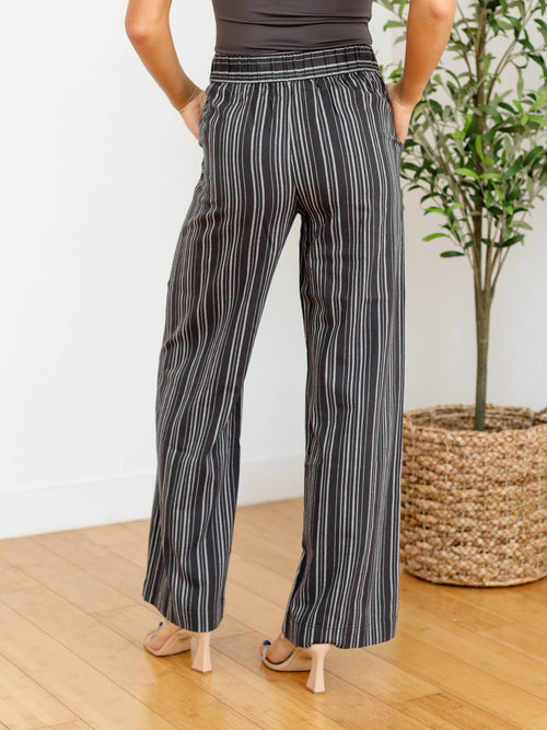 charcoal stripe linen pants