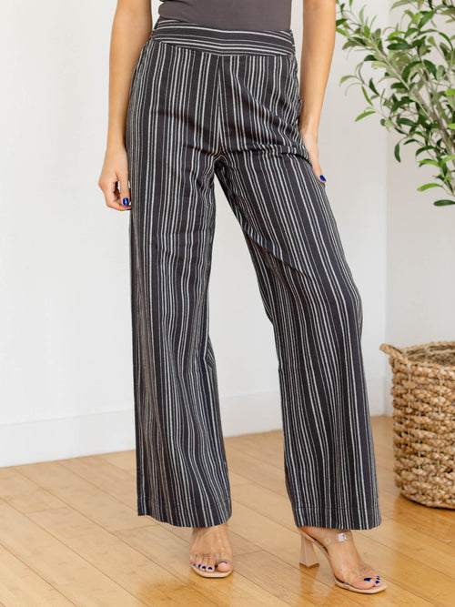 charcoal stripe linen pants