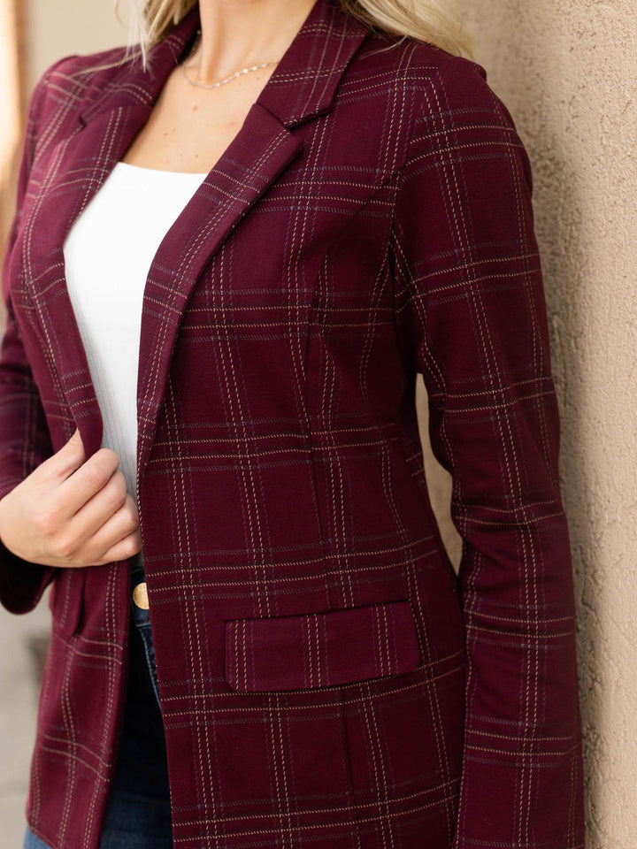 Liverpool Burgundy Multi Boyfriend Blazer