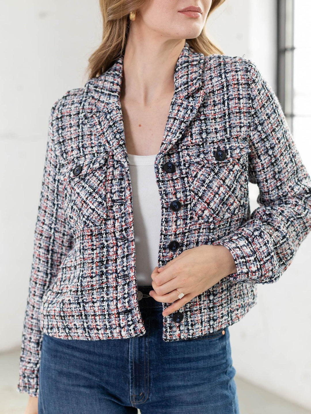 tweed cropped blazer