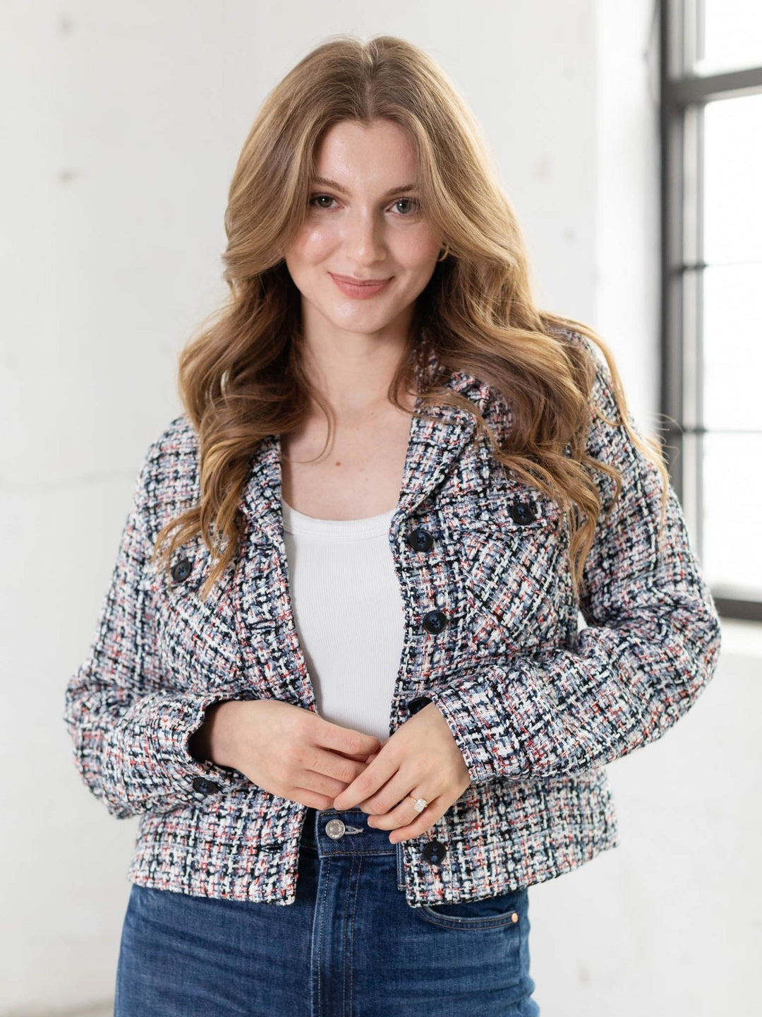 tweed cropped blazer