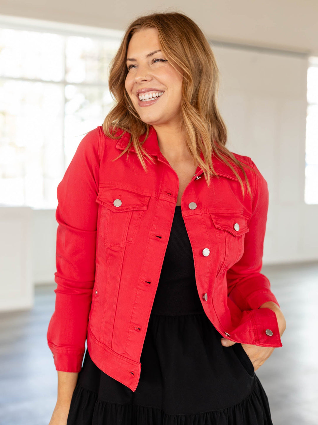 bright red jacket 