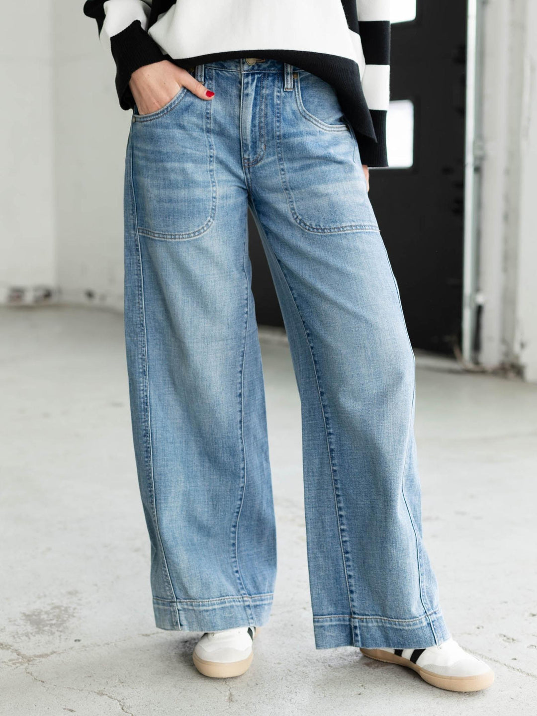 wide leg high waist denim