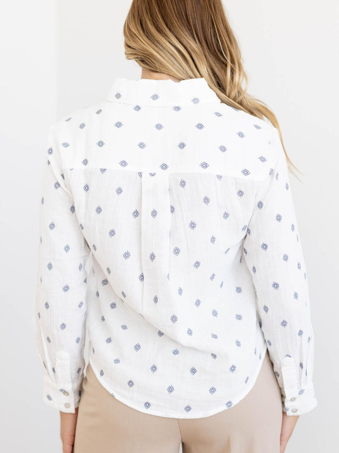 embroidered pattern button down shirt